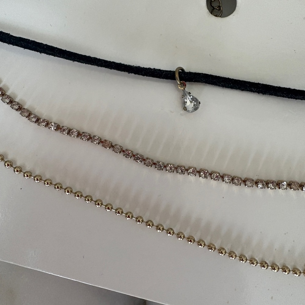 NEW H&M Black and Gold Choker Necklace Trio